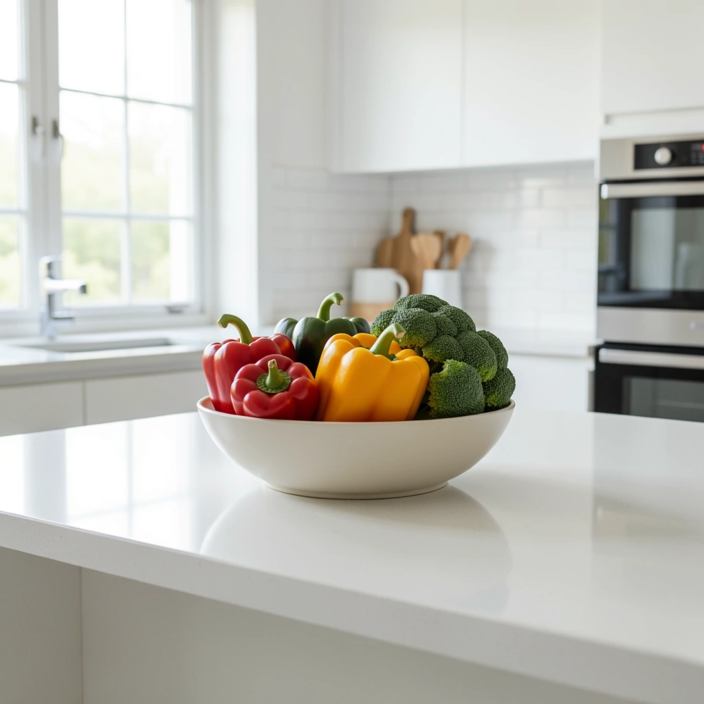 Ingredientes frescos sobre una encimera de cocina